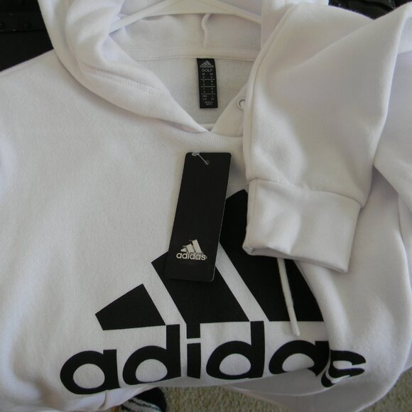 Adidas Golf Men's Hoodie Sz Small White Black Logo Pullover Front Pocket NWT - Picture 5 of 5